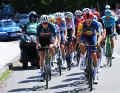 A ten-rider breakaway group races for victory