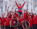 Primoz Roglic and Red Bull-Bora-Hansgrohe celebrate overall victory.