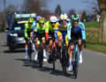It took a long time until the leading group of the day was formed. It comprised seven riders. Among them were Dries De Bondt (front) and Marius Mayrhofer
