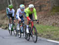 But none of them played a role in the first stage. Three breakaways dominated the first part of the day: Samuel Fernandez, Alexandre Delettre and Taco van der Hoorn (from left).