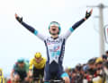 Lenny Martinez (Bahrain - Victorious) celebrates victory on stage 5.