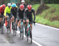 A leading group of eight formed early in the race around Alessandro Verre (front)