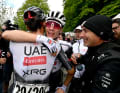 Juan Ayuso and Isaac Del Toro celebrate the double victory for UAE Team Emirates - XRG.