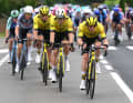 ... and Visma, two of the three escapees were caught shortly before the Red Bull kilometre.