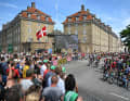 Das Peloton auf dem Rundkurs in Kopenhagen