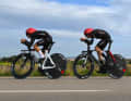 On the right, the new time trial bike from BMC that Stefan Küng rode at the Trofeo Ses Salines. On the left is the previous Speedmachine.