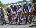 Das Peloton hielt die Ausreißer an der kurzen Leine. Das Quartett hatte kaum mehr als zwei Minuten Vorsprung aufs Hauptfeld