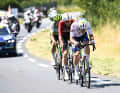 Die drei Ausreißer Liam Slock (Lotto – Intermarché), Jakub Otruba (Caja Rural - Seguros RGA) und Thibault Guernalec (TotalEnergies).