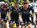 Jonas Vingegaard (Visma | Lease a Bike, far left) had to withdraw from the tour.