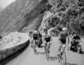 All out on the attack: Julio Jiménez was one of the Spanish KAS climbers who made life difficult for the competition. Here, during the 1965 Tour de France in the Pyrenees, he attacks Federico Bahamontes (centre) and Raymond Poulidor (left)