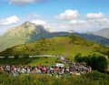 Open-air stage: fans wait for hours on the up to 24 per cent steep ramps of the Angliru to cheer on the racers