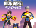 Sigma Ride Save to School: Die Charaktere Nyte, "Captain of Light", und Hiro, der "Safety Commander", sollen den smarten Waschbären Kota und damit stellvertretend alle Radfahrenden in jeder Situation sichtbar und sicher machen.