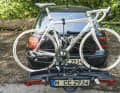 Here you can see how the bike is mounted on the Epos II with the support arm on the top tube and straps on the wheels