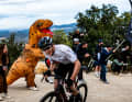 As I said, the first of three races was uphill. Here, Petr Vakoc, the eventual overall winner, battles against the mountain.