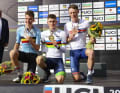 Mohoric s'est imposé devant Florian Vermeersch et Connor Swift | Matej Mohoric est le champion du monde de Gravel 2023.