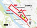 Karte der letzten Kilometer im Bremer Überseehafen