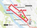 Map of the last kilometres in Bremen's overseas port