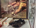 The cycling shoes were once worn by French Tour star Bernard Hinault