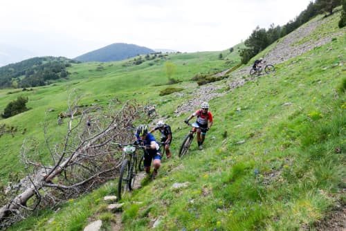   Die Pyrenäen sind weit weniger erschlossen als die Alpen. Mancher Berg macht es den Fahrern mit heftig verwucherten Trails zusätzlich schwer.
