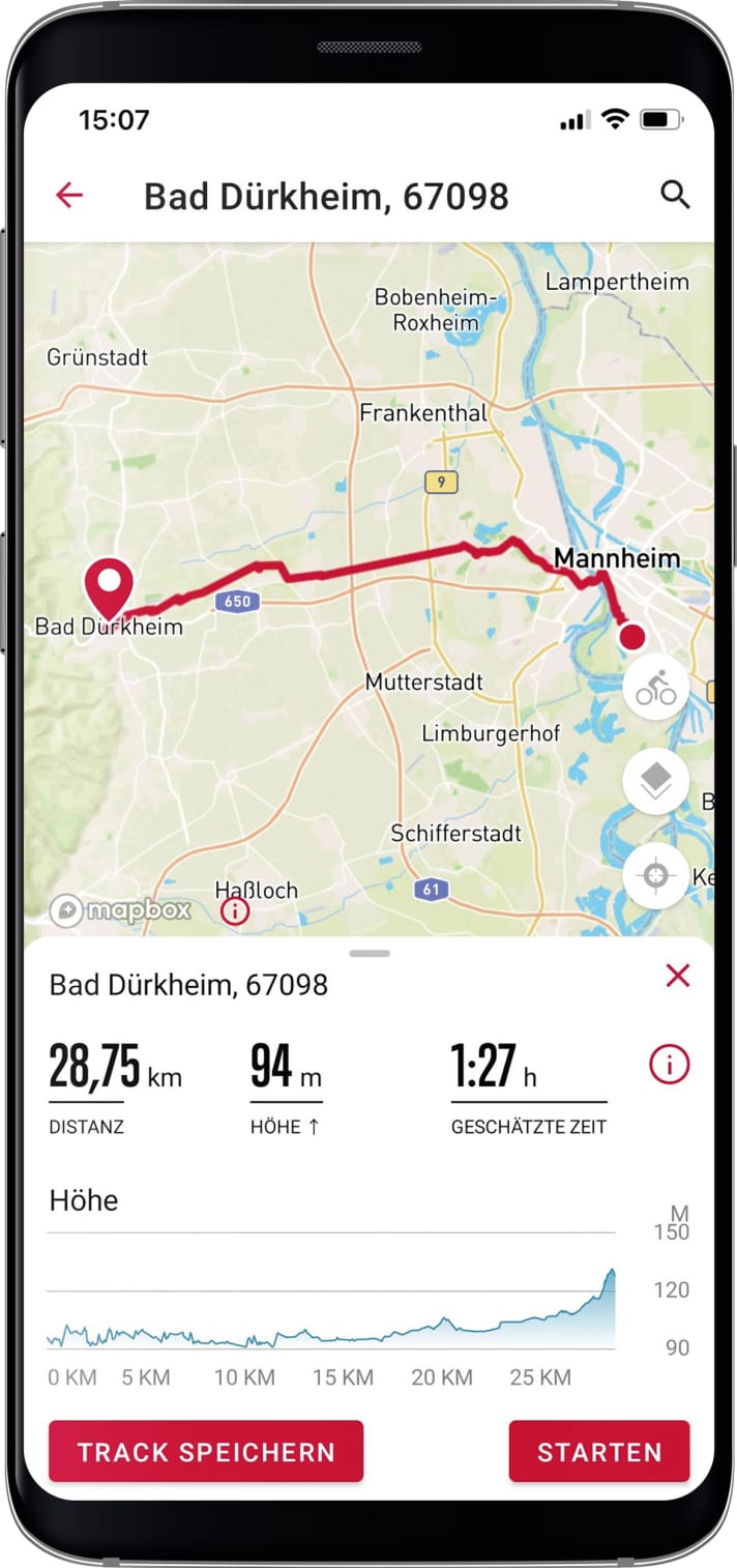 Update der App: Vor der Fahrt können Routen geplant und gespeichert werden. Egal ob auf dem Fahrradcomputer oder in der Smartphone-App.