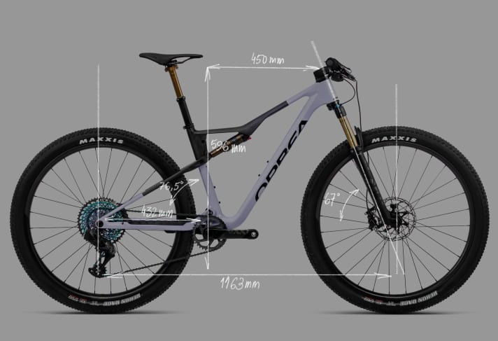 Die wichtigsten Geometriedaten des neuen Orbea Oiz in der Übersicht.