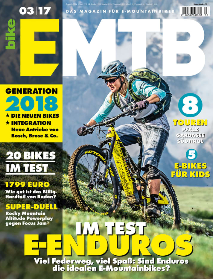   Mehr Tests, Neuheiten und Geschichten rund um Thema E-Mountainbikes gibt es in EMTB 3/2017 – ab 22. August 2017 am Kiosk.