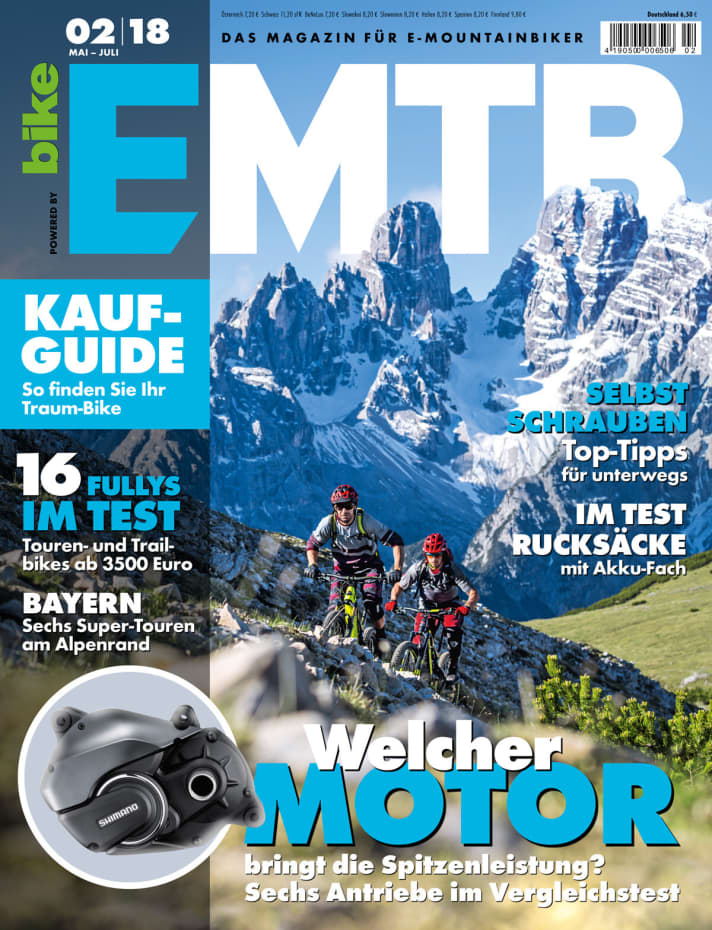  In EMTB 2/18 lesen Sie einen ausführlichen Labor- und Praxistest des Specialized Kenevo. Die zweite Ausgabe des EMTB-Magazins für 2018 liegt ab sofort am Kiosk.