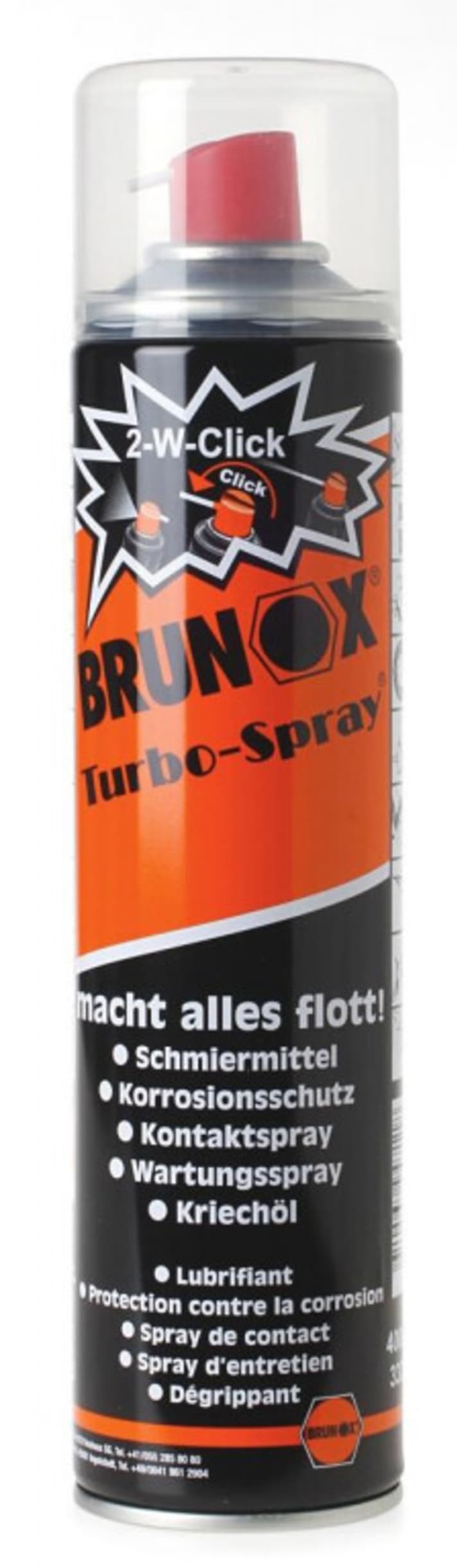   Das Turbo-Spray von Brunox kann man vor einer Fahrt im Matsch verwenden.