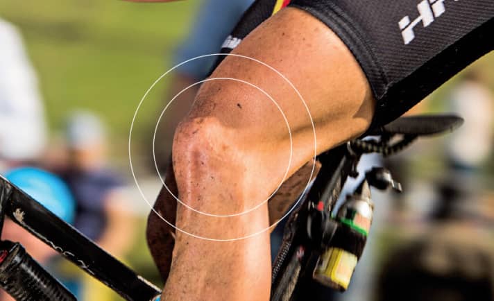   Stürze, falsche Bike-Position und muskuläre Dysbalancen verursachen öfter Knieprobleme beim Mountainbiken.