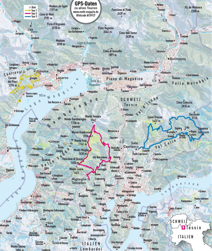   Alle drei E-MTB-Touren im Tessin im Überblick