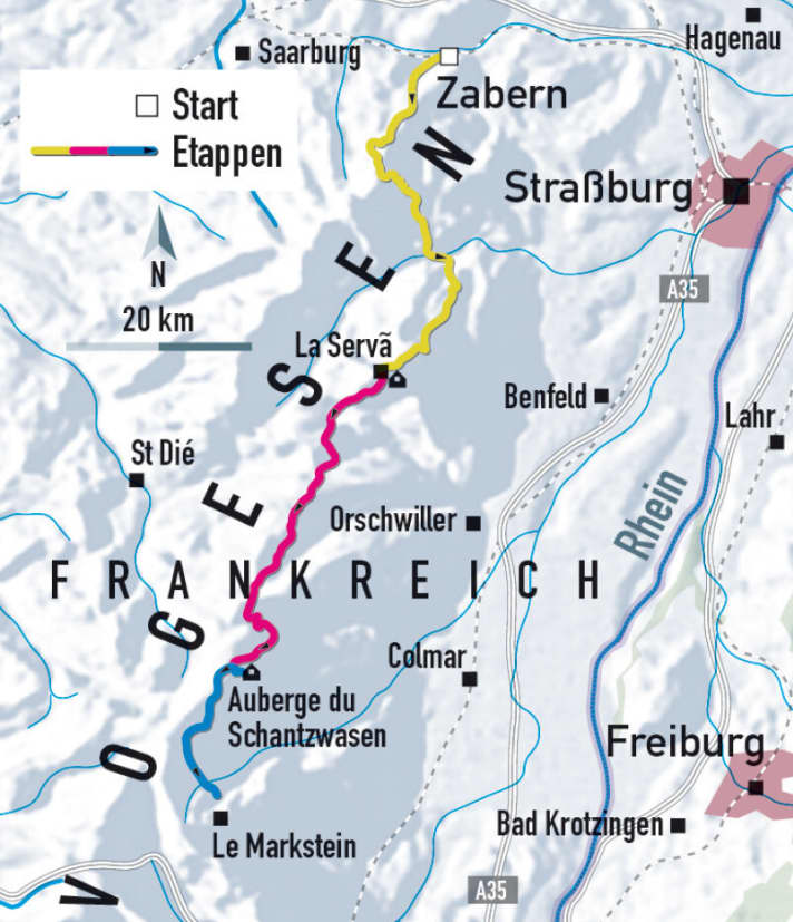   Die Trans-Vogesen-Tour in der Karte