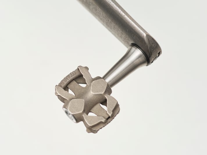   Der Pedalkörper der MyTi-Pedale wird mit einem 3D-Druckverfahren aus Titan herstellt.