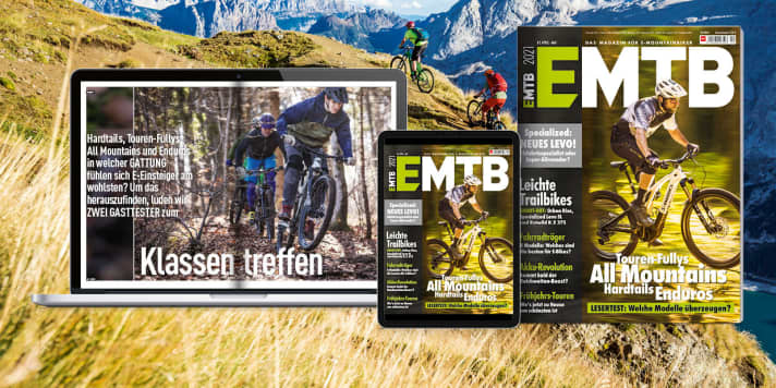  Jetzt im Handel: EMTB 2/2021 – Das Magazin für E-Mountainbiker. Sie erhalten die neue EMTB bequem im <a href="https://www.delius-klasing.de/emtb-lesen-wie-ich-will" target="_blank" rel="noopener noreferrer">Abo</a> , in unserem <a href="https://www.delius-klasing.de/emtb" target="_blank" rel="noopener noreferrer">Onlineshop</a>  sowie als App-Ausgabe für <a href="https://apps.apple.com/de/app/emtb-magazin/id1079396102" target="_blank" rel="noopener noreferrer nofollow">Apple</a>  und <a href="https://play.google.com/store/apps/details?id=de.delius_klasing.emtb" target="_blank" rel="noopener noreferrer nofollow">Android</a> .