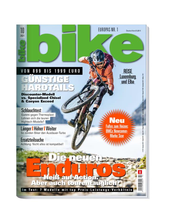   BIKE 10/2021 – ab 7. September erhältlich. Bestellen Sie sich die <a href="https://www.delius-klasing.de/bike" target="_blank" rel="noopener noreferrer">BIKE versandkostenfrei nach Hause</a>  oder lesen Sie die Digital-Ausgabe in der BIKE App für <a href="https://itunes.apple.com/de/app/bike-das-mountainbike-magazin/id447024106?mt=8" target="_blank" rel="noopener noreferrer nofollow">iOS</a>  oder <a href="https://play.google.com/store/apps/details?id=com.pressmatrix.bikeapp" target="_blank" rel="noopener noreferrer nofollow">Android</a> . Besonders günstig und bequem erleben Sie die <a href="http://www.delius-klasing.de/bike-lesen-wie-ich-will?utm_campaign=abo_2020_6_bik_lesen-wie-ich-will&utm_medium=display&utm_source=BIKEWebsite" target="_blank" rel="noopener noreferrer">BIKE im Abo</a> .