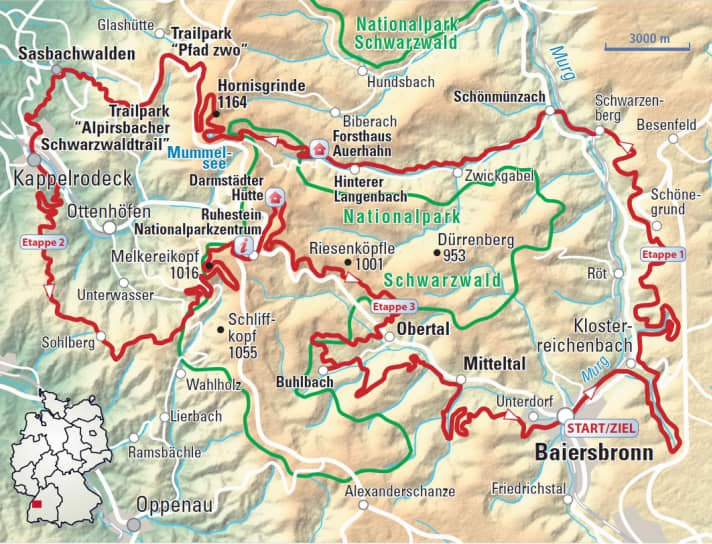 Große Runde: in 3 Etappen durch den Schwarzwald bei Baiersbronn.