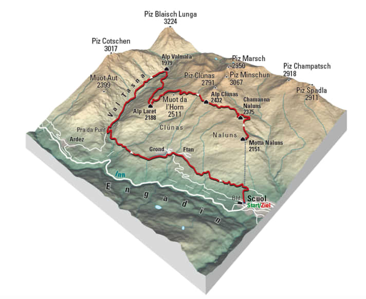   Übersichtskarte Motta-Val-Tasna-Supertrail