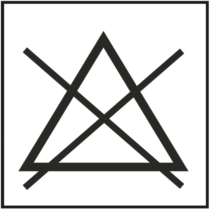   Das Dreiecksymbol bedeutet bleichen. Bei Funktionstextilien ist es meist durchgestrichen, das heißt: Nicht bleichen.
