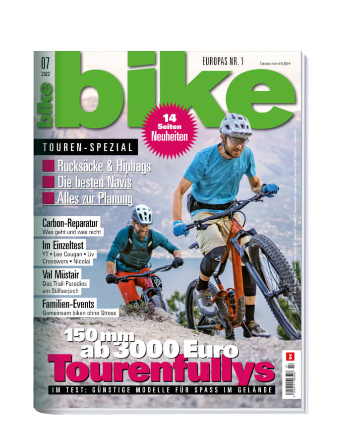   BIKE 07/2022 – jetzt lesen! Bestellen Sie sich das gedruckte <a href="https://www.delius-klasing.de/bike" target="_blank" rel="noopener noreferrer">BIKE Magazin nach Hause</a>  oder lesen Sie die Digital-Ausgabe in der BIKE App für <a href="https://itunes.apple.com/de/app/bike-das-mountainbike-magazin/id447024106?mt=8" target="_blank" rel="noopener noreferrer nofollow">iOS</a>  oder <a href="https://play.google.com/store/apps/details?id=com.pressmatrix.bikeapp" target="_blank" rel="noopener noreferrer nofollow">Android</a> . Besonders günstig und bequem erleben Sie die <a href="http://www.delius-klasing.de/bike-lesen-wie-ich-will?utm_campaign=abo_2020_6_bik_lesen-wie-ich-will&utm_medium=display&utm_source=BIKEWebsite" target="_blank" rel="noopener noreferrer">BIKE im Abo</a> .