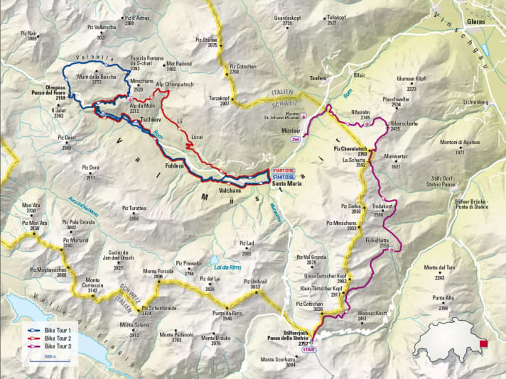 Die drei Touren im Val Müstair im Überblick