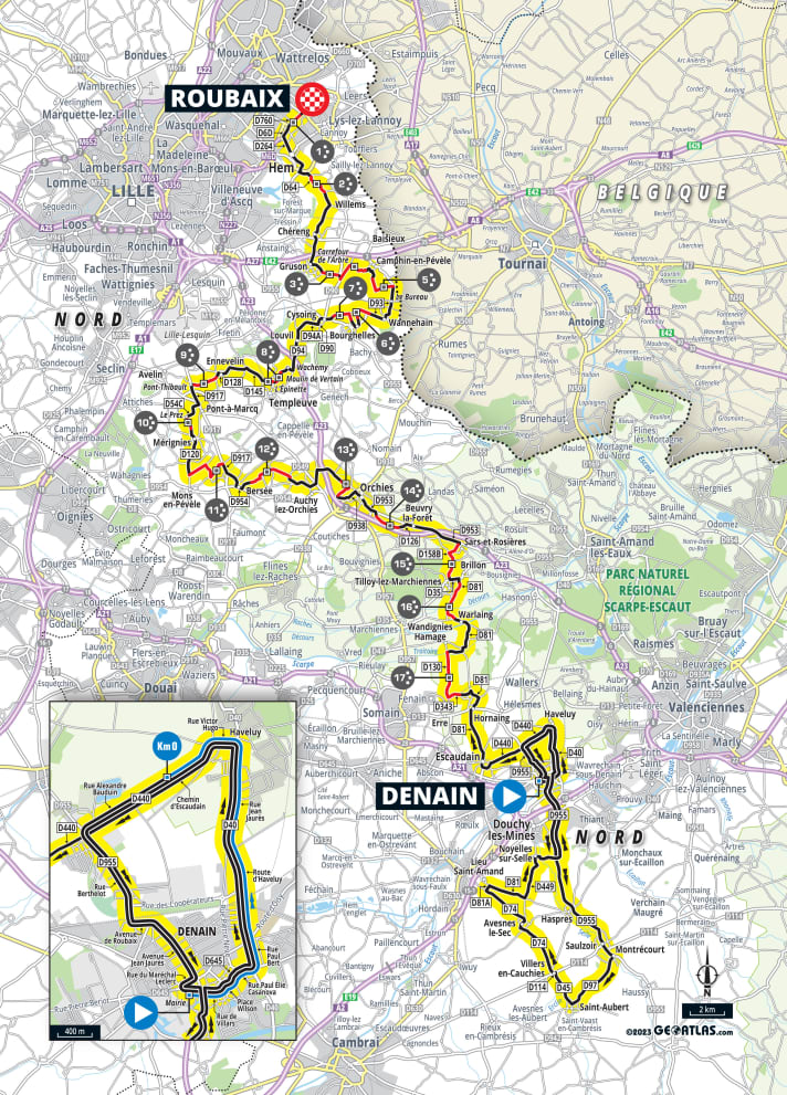 Das Frauenrennen von Paris-Roubaix auf der Karte