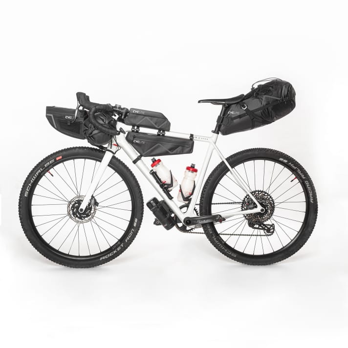 Die leichten Cyclite-Taschen sind alle wasserdicht und lassen sich zuverlässig am Fahrrad befestigen