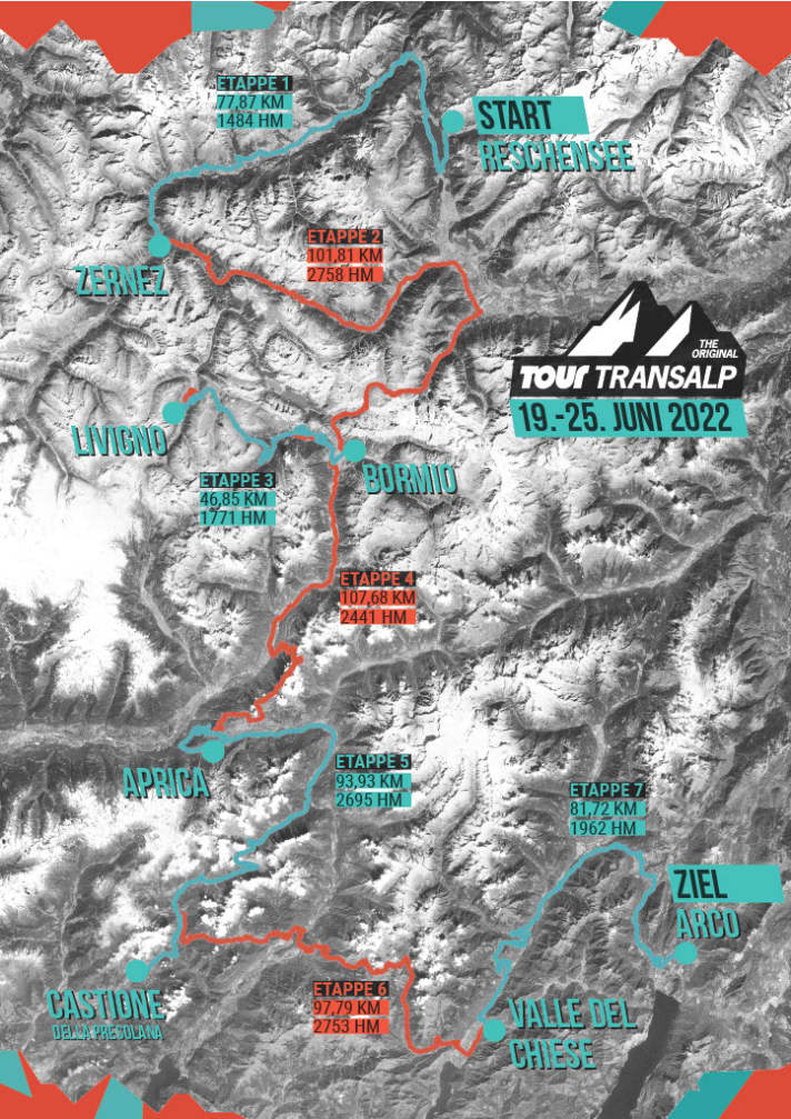 Die Strecke der TOUR Transalp 2022