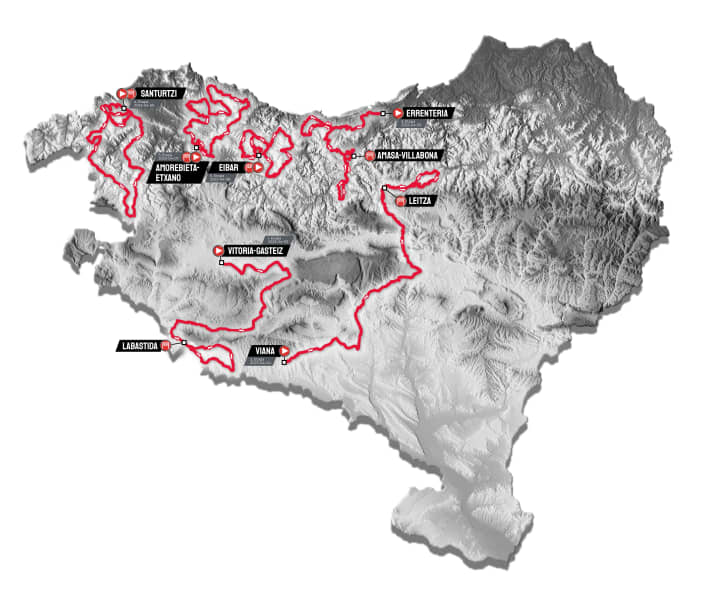 Die Baskenland-Rundfahrt 2023 auf der Karte