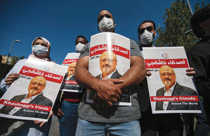 Demonstranten erinnern an den ermordeten Journalisten Jamal Khashoggi