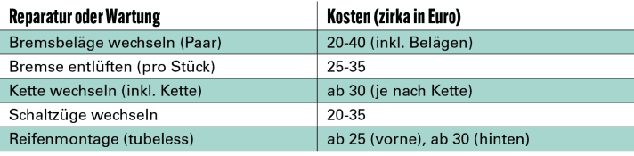 Die Kosten einiger Standard-Reparaturen im Überblick