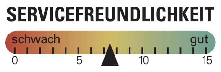 Trotz durch den Steuersatz verlegte Leitungen landet das Merida One Forty 6000 bei der Servicefreundlichkeit im Mittelfeld.
