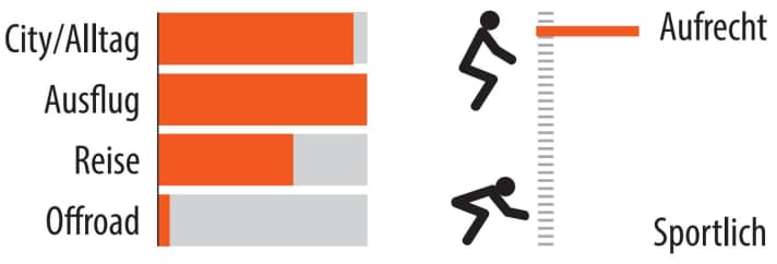 Grafik zum Einsatzgebiet und der Sitzposition des Koga E-Nova Evo.