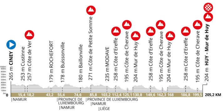 Flèche Wallonne 2025: Das Höhenprofil des Männerrennens