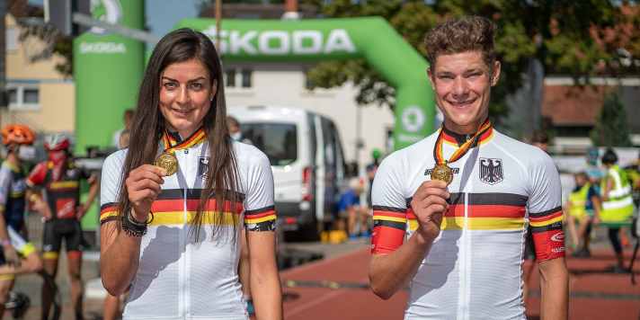  Glück in Gold: Nadine Rieder und David List gewinnen die deutsche Meisterschaft im MTB-Marathon 2020.