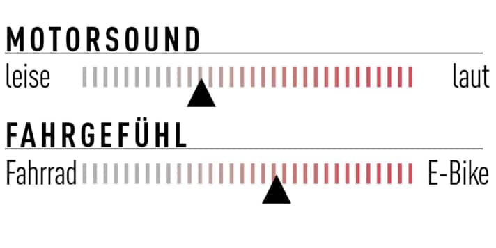 Der Fazua Ride 60 gehört zu den leisesten E-MTB-Motoren am Markt, ist aber dennoch deutlich lauter als der TQ HPR 50. Der Schub mit kräftigem Drehmoment bietet durchaus E-Bike-Feeling.